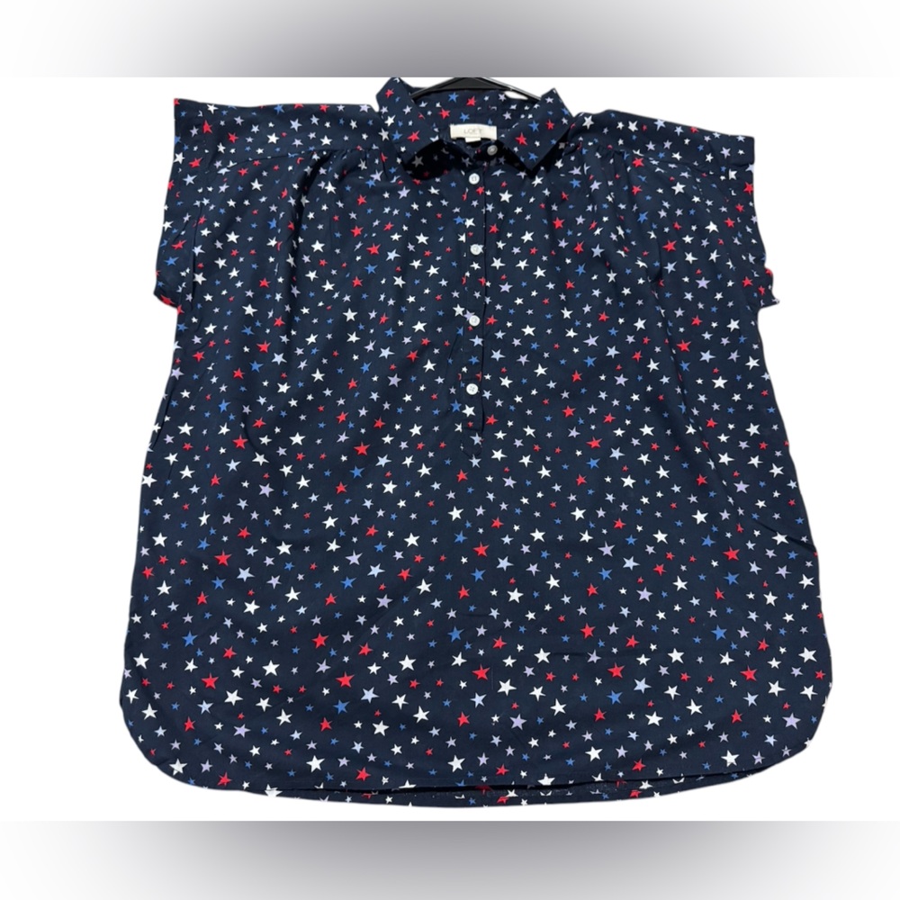 Loft Women's stars print design Sleeveless Top Size:L Color :Navy